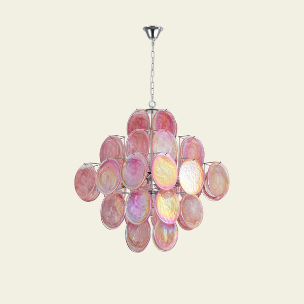 Modernist Diamond Shaped Handblown Murano Glass Chandelier